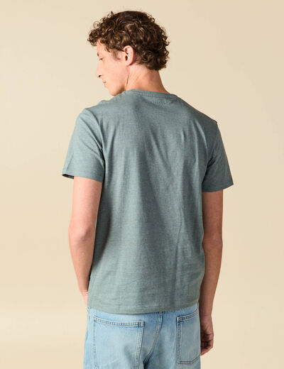 T-shirt cintr&eacute; col rond manches courtes vert fonc&eacute; homme