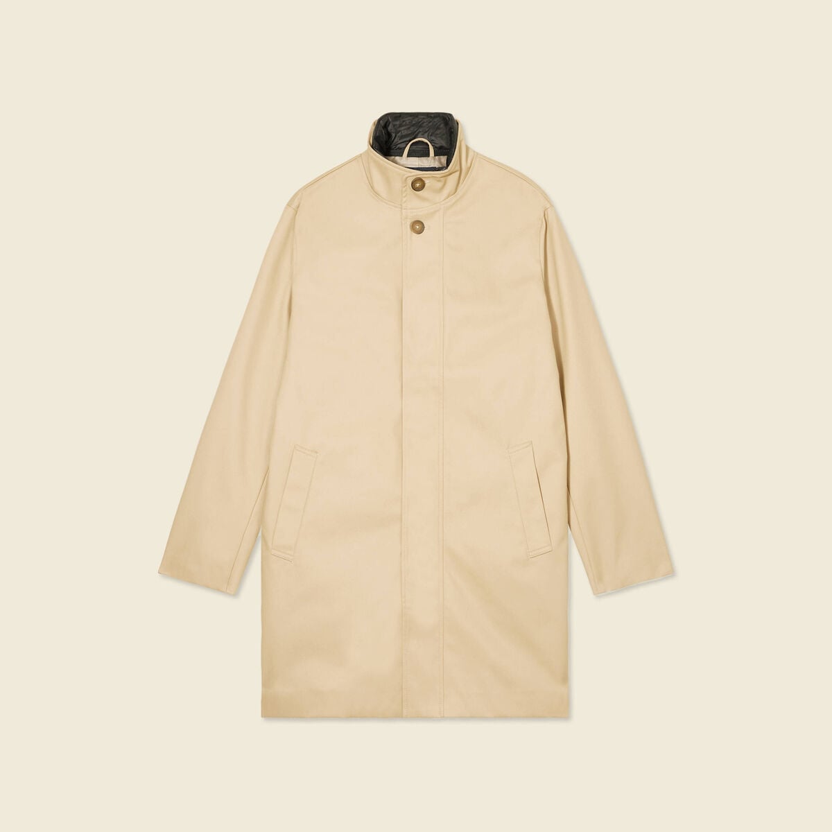 Trench mi-long col montant beige homme