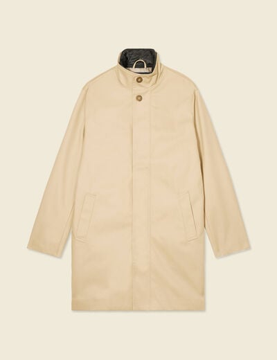 Trench mi-long col montant beige homme