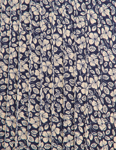Jupe longue droite pliss&eacute;e bleu marine femme
