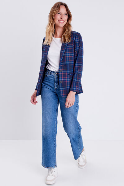 Veste esprit blazer droite bleu marine femme