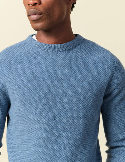 Pull manches longues fabriqu&eacute; en France bleu fonc&eacute; homme