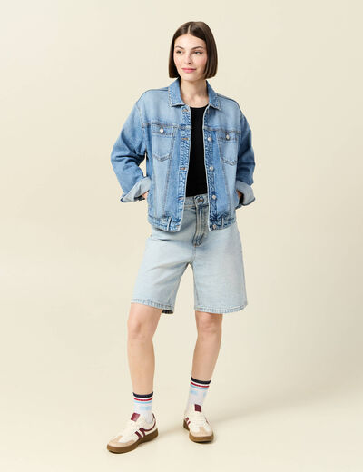 Débardeur cintré court col rond noir femme