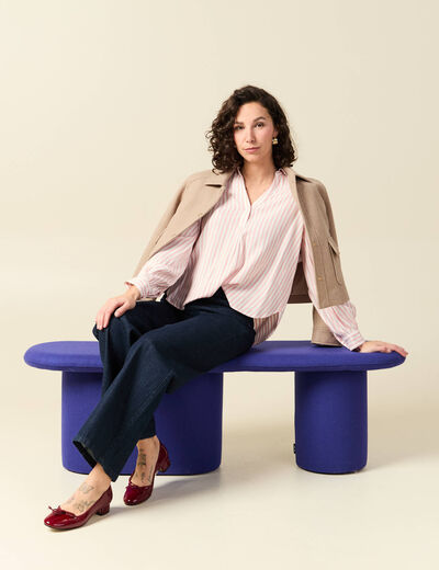 Blouse manches longues rose clair femme