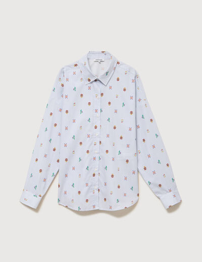 Chemise ample en coton manches longues multicolore femme