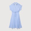 Robe longue &eacute;vas&eacute;e ceintur&eacute;e bleu clair femme