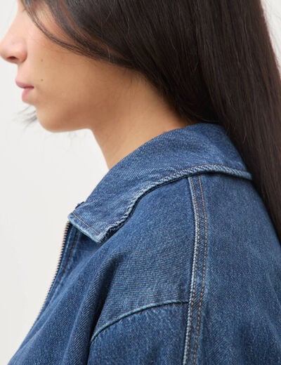 Blouson oversize en jeans doubl&eacute; denim stone femme