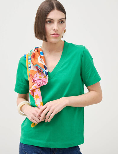 T-shirt manches courtes vert femme