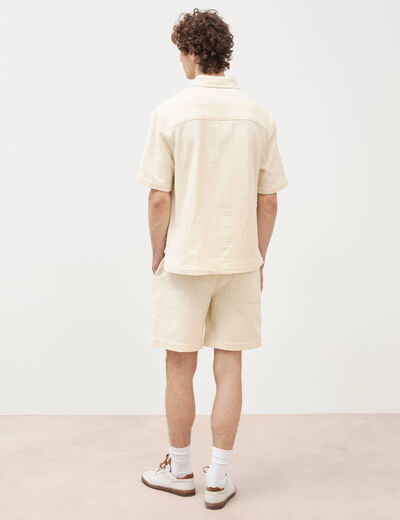 Chemise boyfriend manches courtes ecru homme