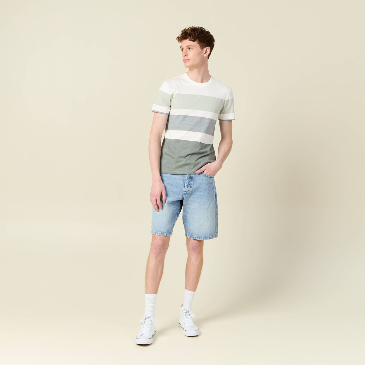 T-shirt manches courtes vert olive homme