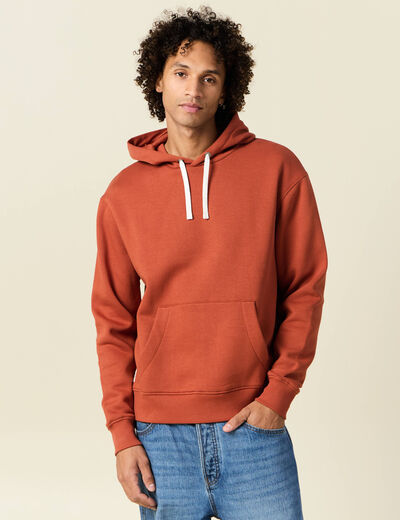 Sweat à capuche marron cognac homme