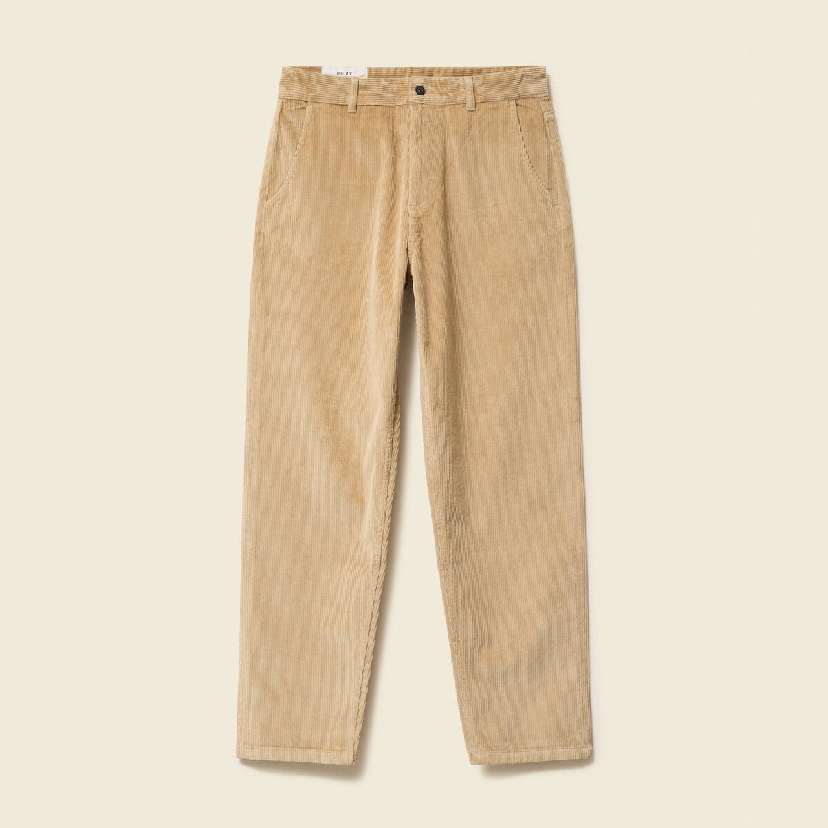 Pantalon droit en velours longueur 32 beige homme