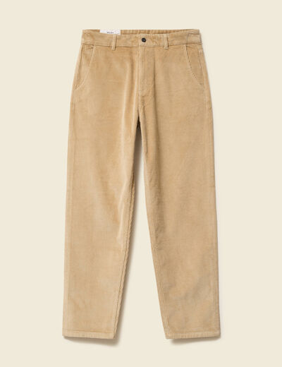 Pantalon droit en velours longueur 32 beige homme