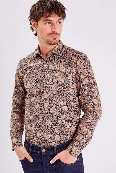 Chemise manches longues bleu marine homme