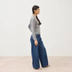 Pull fin col rond manches longues gris clair femme