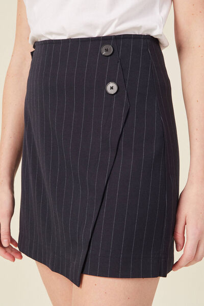 Jupe portefeuille bleu femme