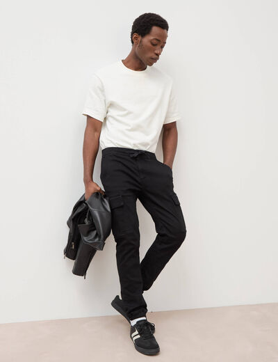 Pantalon battle bas resserr&eacute; noir homme