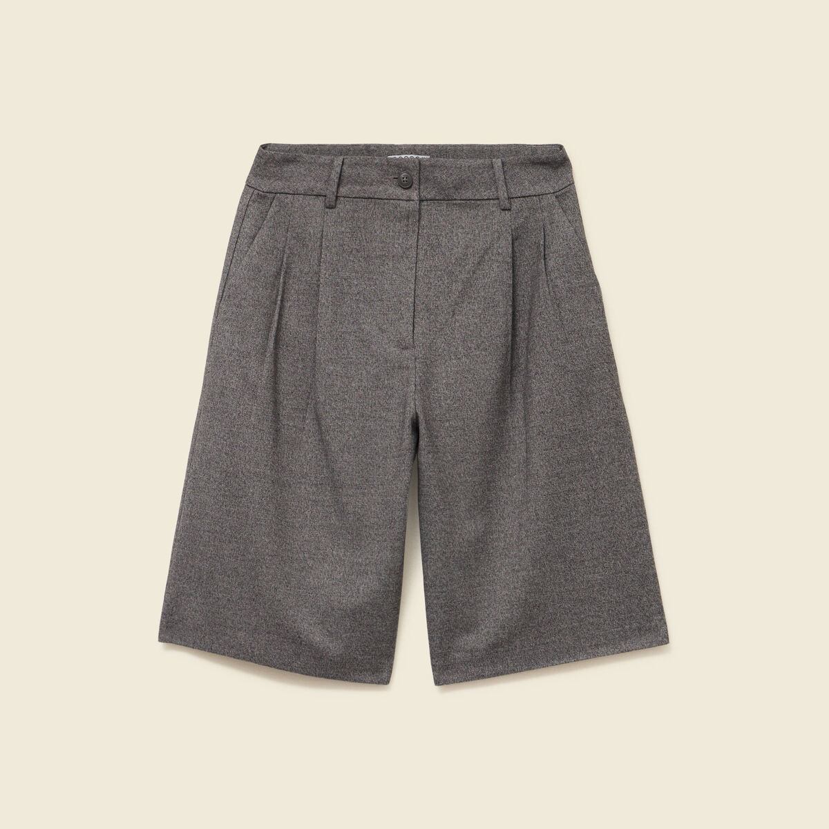 Bermuda large taille haute gris femme