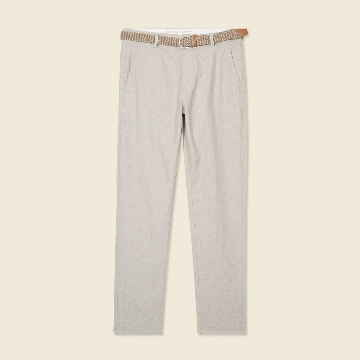 Pantalon chino longueur 32 avec ceinture gris homme