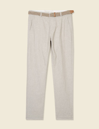 Pantalon chino longueur 32 avec ceinture gris homme