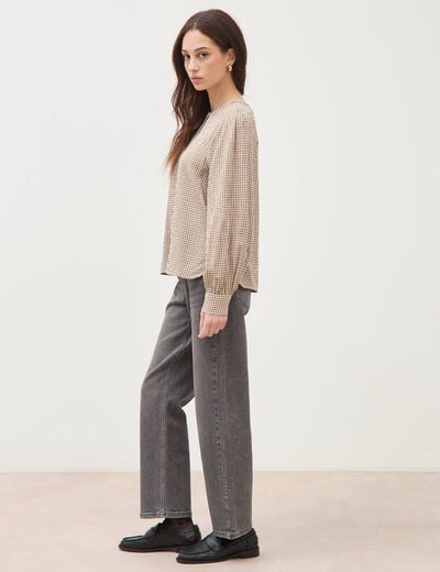 Chemise oversize manches longues marron clair femme