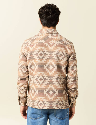 Surchemise manches longues beige homme