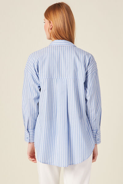 Chemise manches longues bleu clair femme
