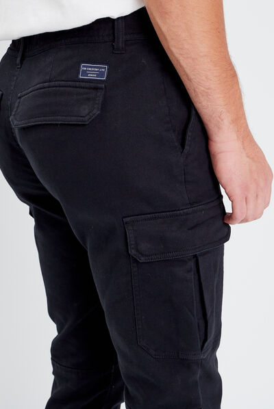 Pantalon cargo taille à cordon noir homme