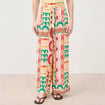 Pantalon loose taille haute multicolore femme