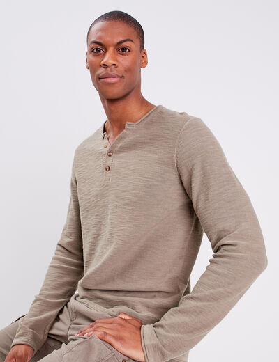 Pull manches longues vert kaki homme