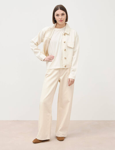 T-shirt en coton sans manches creme femme