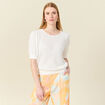 Pull manches courtes ajouré creme femme