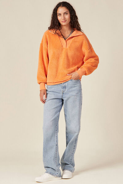 Sweat éco-responsable orange clair femme