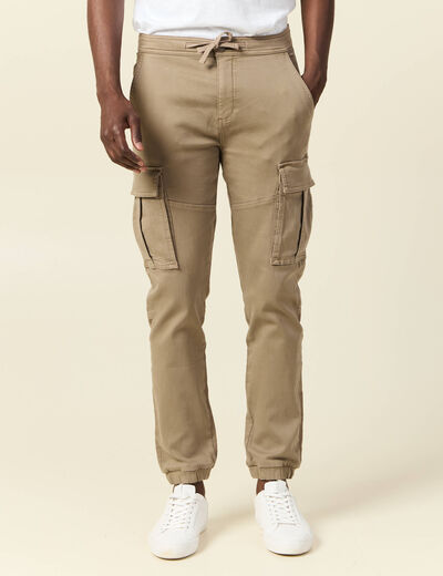 Pantalon battle bas resserr&eacute; taupe homme