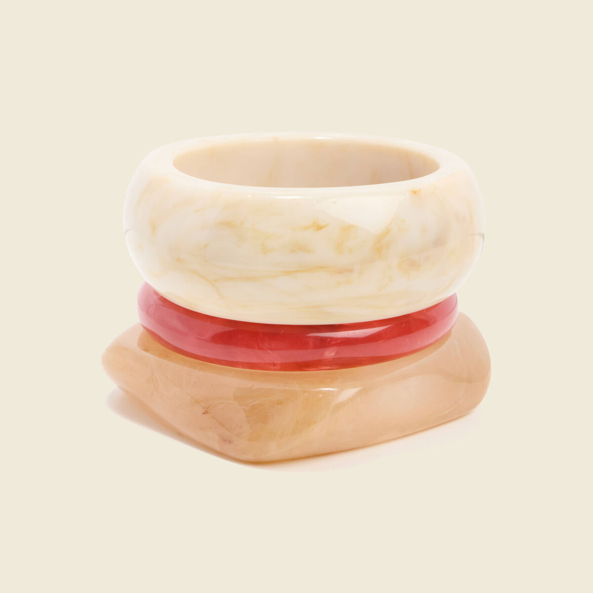 Lot de 3 bracelets larges creme femme