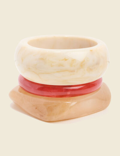 Lot de 3 bracelets larges creme femme