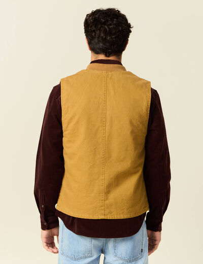 Blouson sans manches col teddy camel homme