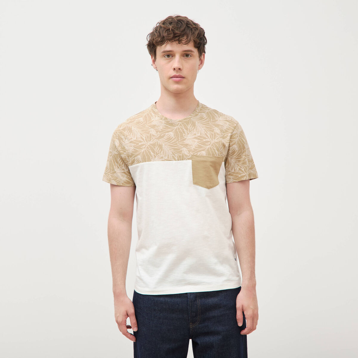 T-shirt manches courtes beige moyen homme