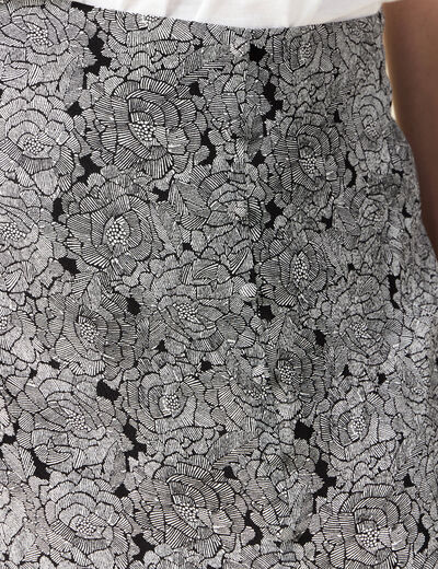 Jupe midi droite fendue noir femme
