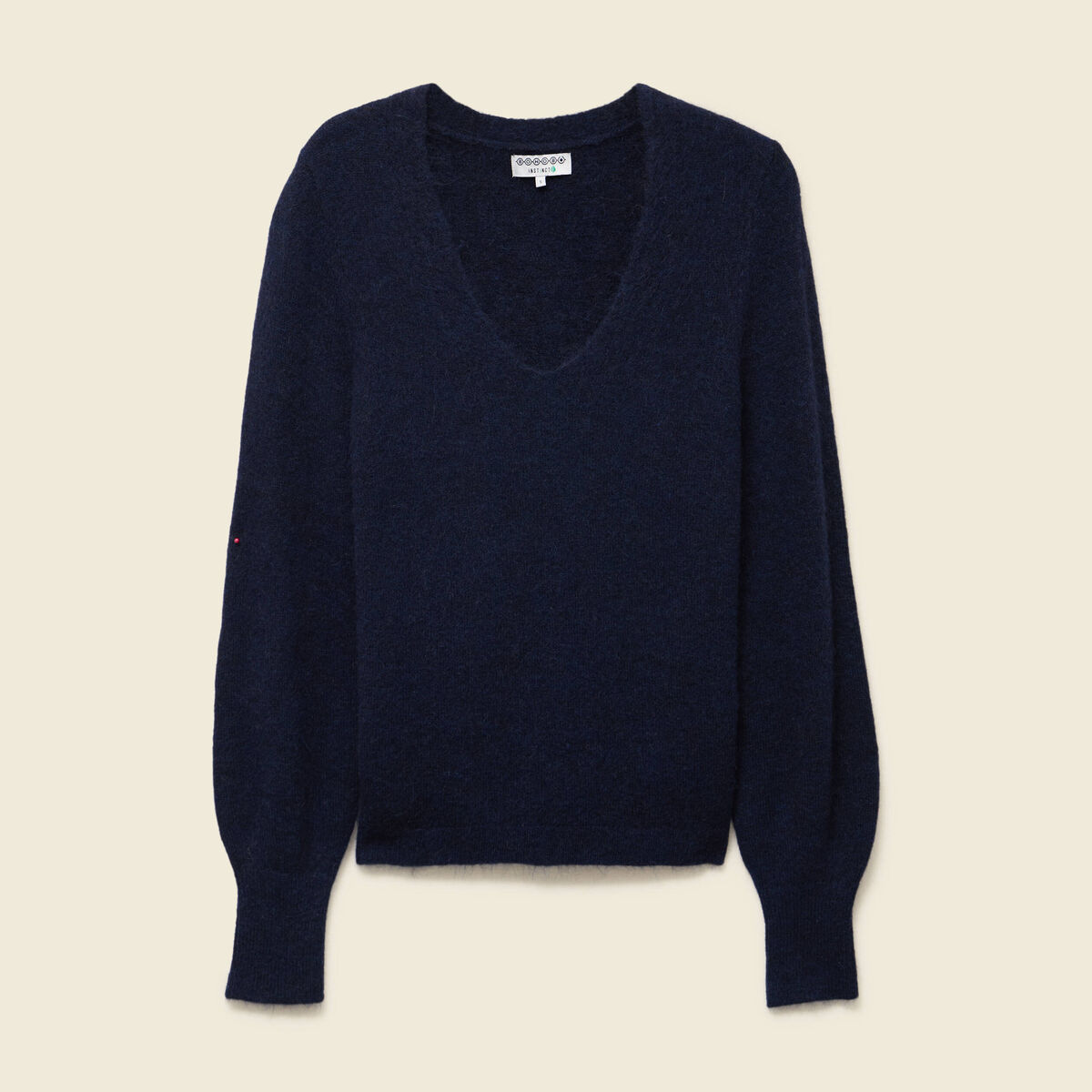 Pull col V manches longues bleu marine femme
