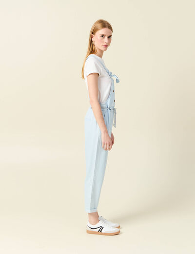 Salopette en denim denim bleach femme