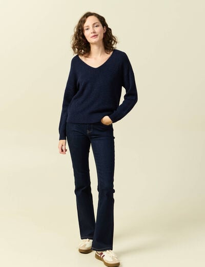 Pull manches longues bleu marine femme