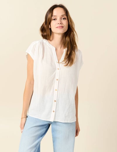 Chemise manches courtes ecru femme