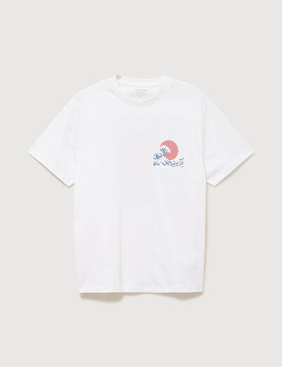 T-shirt droit en coton manches courtes blanc homme