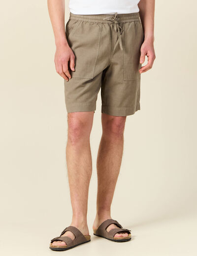 Short droit à coulisse vert kaki homme