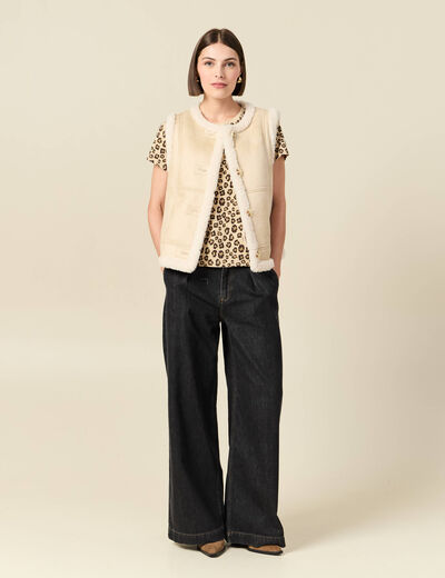 T-shirt manches courtes beige moyen femme