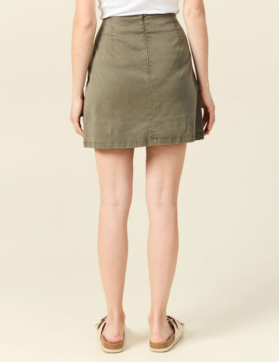 Jupe chino trapèze vert kaki femme