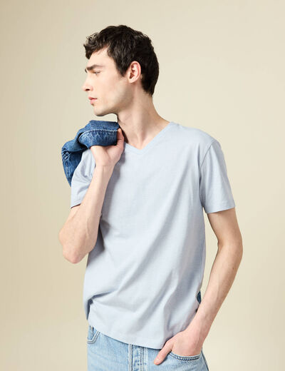 T-shirt manches courtes homme bleu gris homme