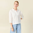Polo manches 3/4 ecru femme