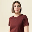 T-shirt manches courtes marron femme